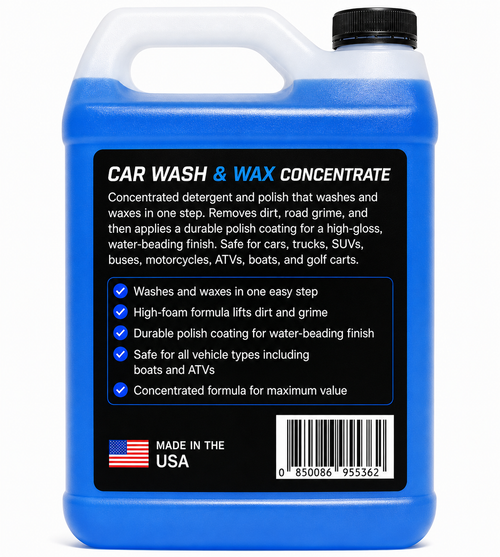 Car Wash & Wax Concentrate – High-Foam Detergent & Polish | Fleet & Auto Detailing